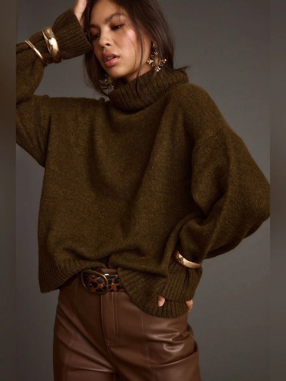 12th Tribe Cedar Oversized Sweater Turtleneck - Size XS
